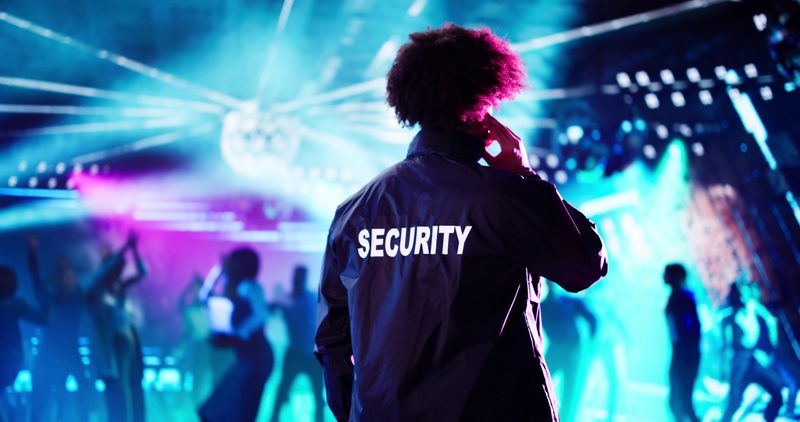 Protecting the crowd at the club event with professional security.