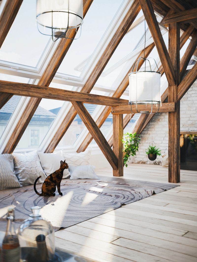 A cozy living area in the attic, CGI