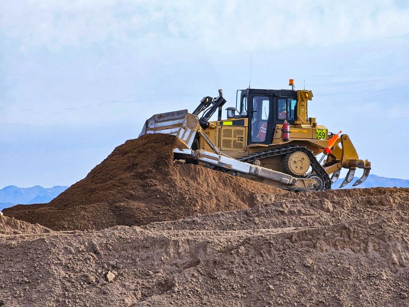 Bulldozer machinery working on bulk earthworks