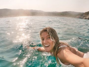 woman swimmin after testosterone hormone pellet from Pathway Health and Beauty in Owasso, OK