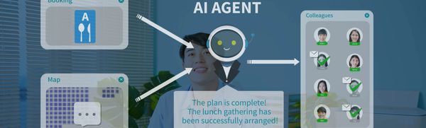An AI agent coordinates a lunch gathering using a digital interface.