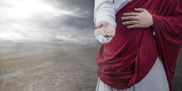 Jesus with outstretched arm.