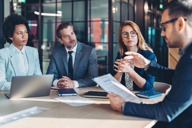 Multiracial group of entrepreneurs having a meeting