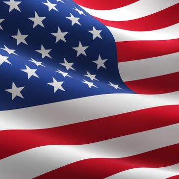 Waving American flag close-up.