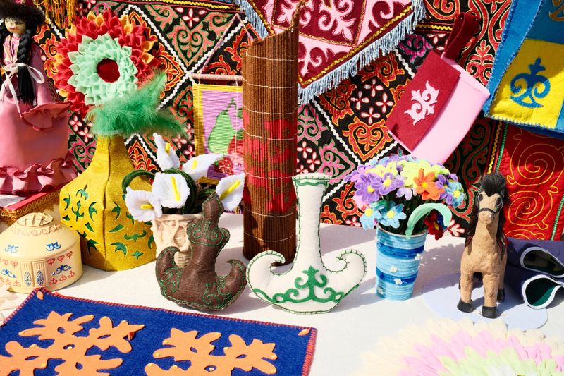 Display of Traditional Kazakh Crafts and Souvenirs