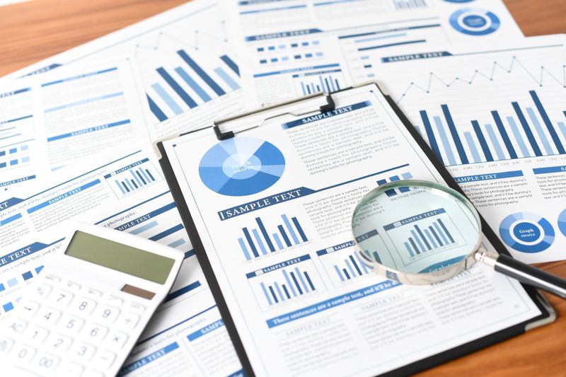 Images of analysis and research of graphs and data