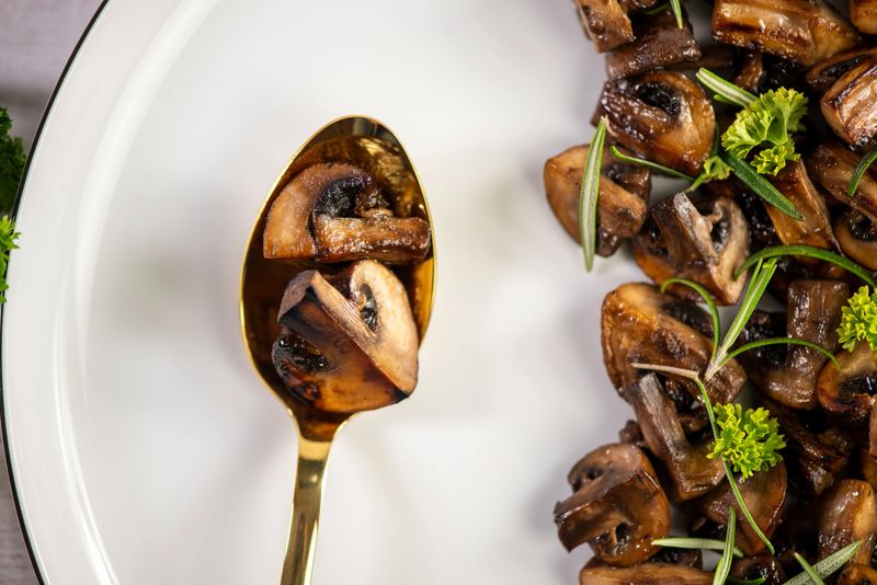 Roasted, baked mushrooms, homemade food