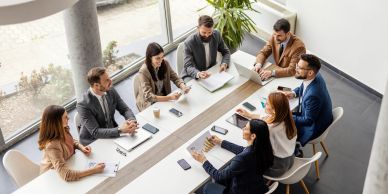 Business team having a meeting around a conference table.