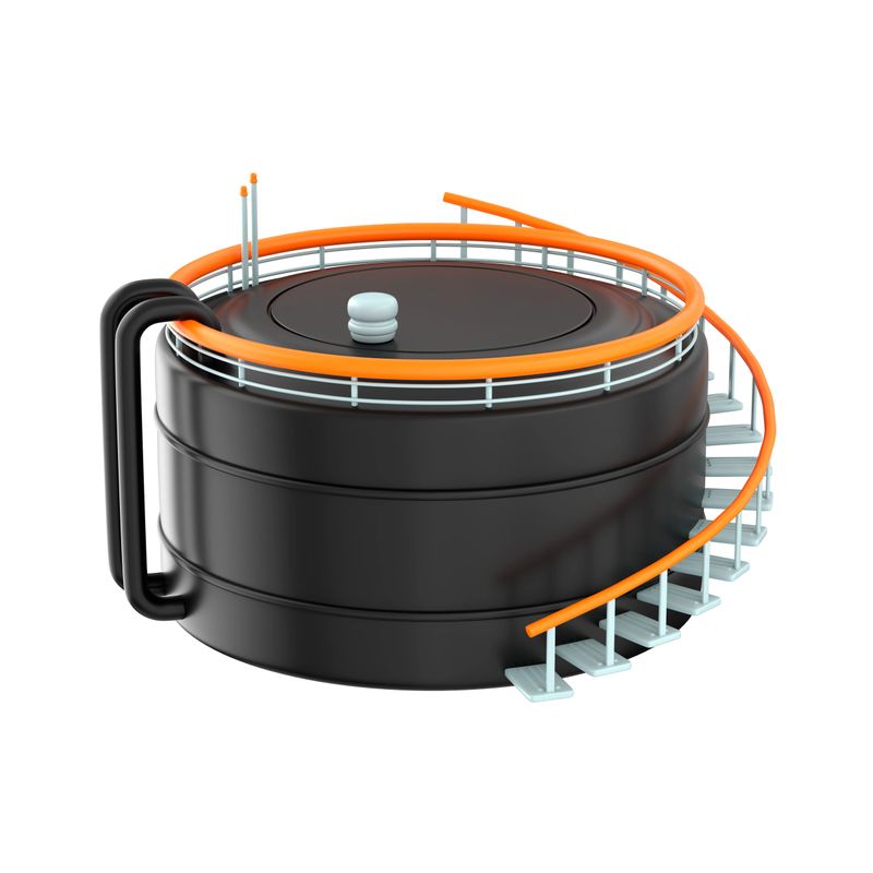 3d icon of an black oil storage tank over white background, 3d illustration