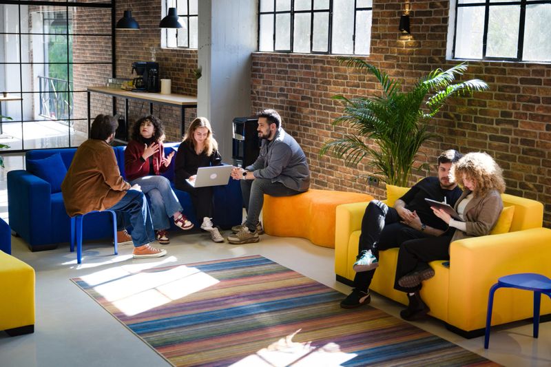 Young business people brainstorming on their new project in the office