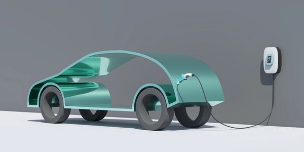 Transparent electric car charging from a wall outlet.