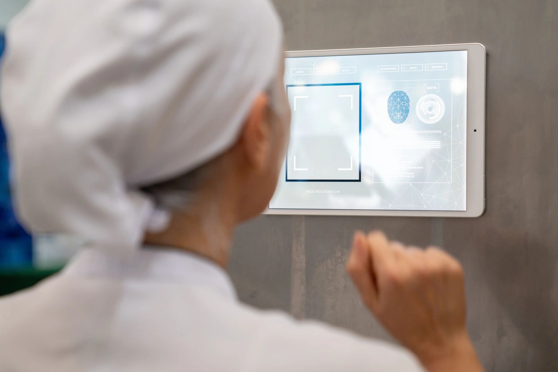 Woman engaged in biometric health monitoring for optimized wellness.