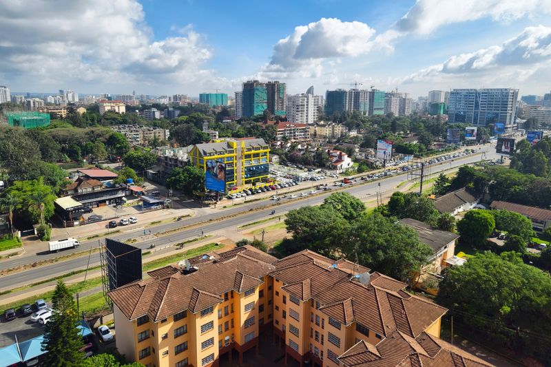 Panoramic top view on central business district of Nairobi. Kenya.