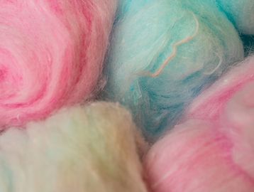 Close-up of colorful cotton candy.