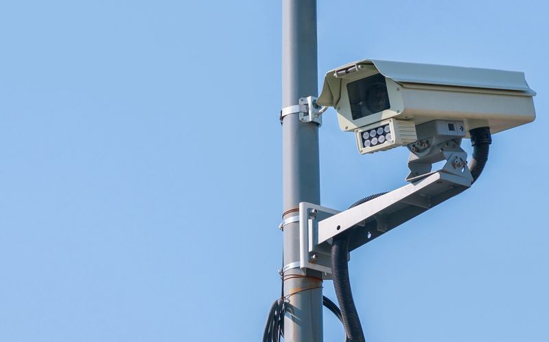 Street camera for traffic violations. Police control