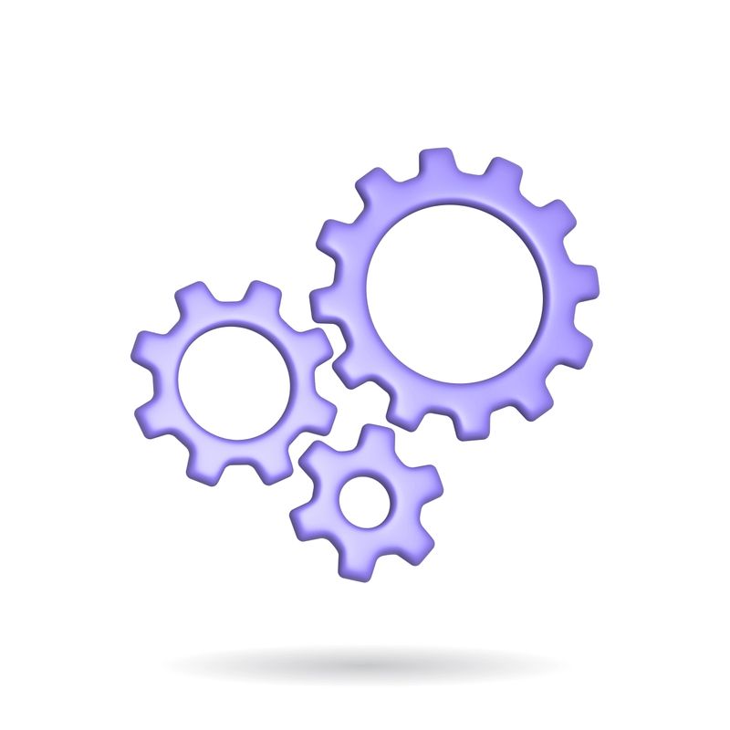 Interlocking gears symbolize teamwork, progress, and efficient operations. Ideal for tech, engineering,  collaboration themes. Clean, minimal,  versatile graphic.