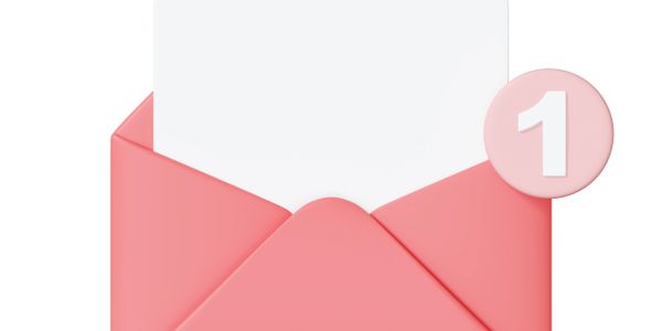 Pink envelope with one new message notification.