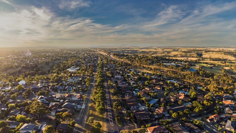 Keilor, one of the prettiest suburbs in Melbourne, Australia.  An aerial view of this scenic area.