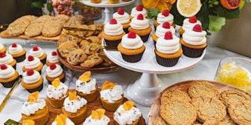 Mini bundt cakes with fall flavors and garnishes.