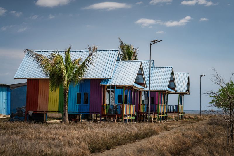 Small houses on beach, Lombok