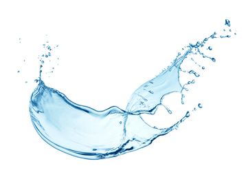 Splash of clear blue water on white background.