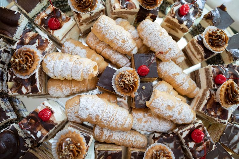 A stunning and beautiful arrangement of diverse, delicious pastries, ideal for festive occasions and indulgent moments