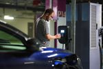 Electric vehicle charger set up. 