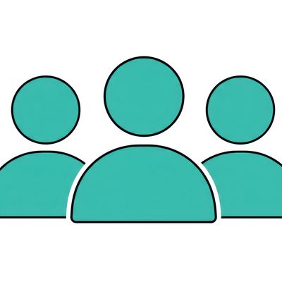 Three teal human icons representing a group or team.