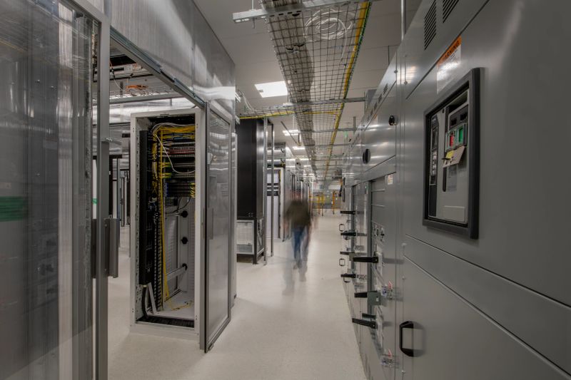 Power supply cabinet and server racks.