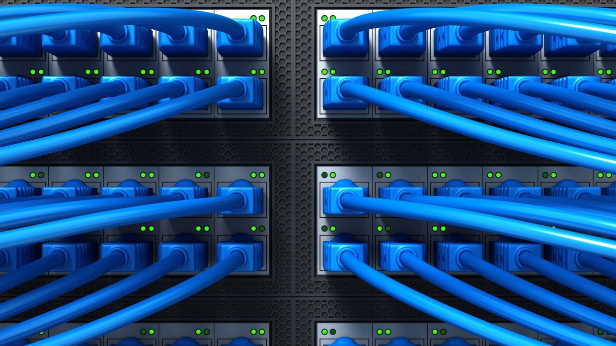 clean cable management in a network switch room