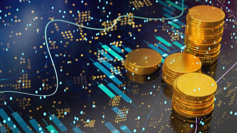 Cryptocurrency Investment With Digital Chart Background. 3D Render