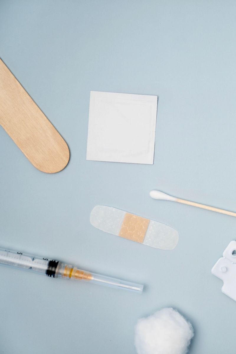 An arrangement of essential medical items, resting on a blue background. Perfect for use in medical, healthcare, or first aid contexts.