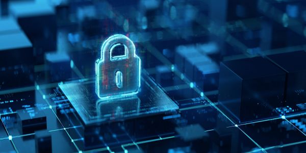 Digital lock symbolizing cybersecurity protection.