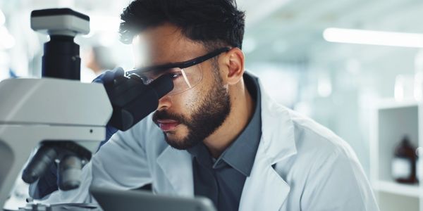 Researcher with extraordinary ability working in a laboratory