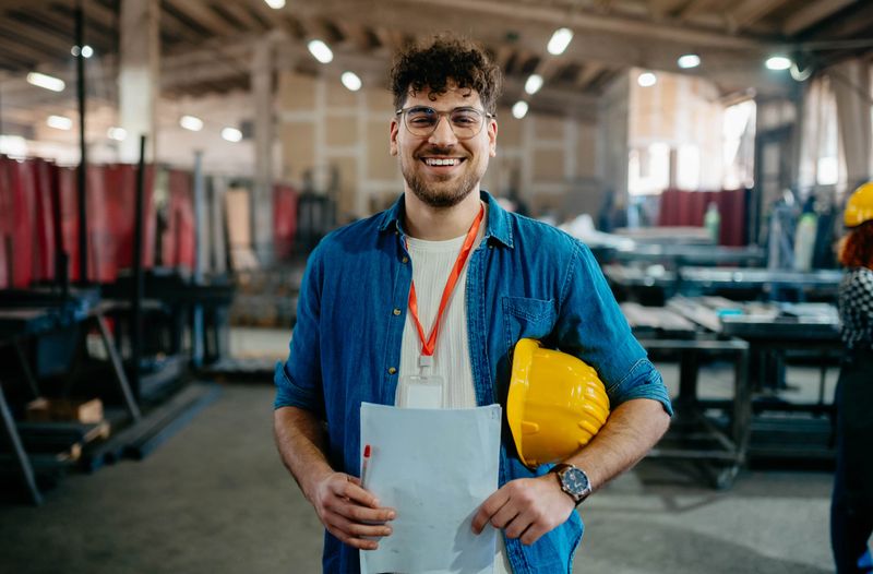 Metal industry engineer in working in a warehouse