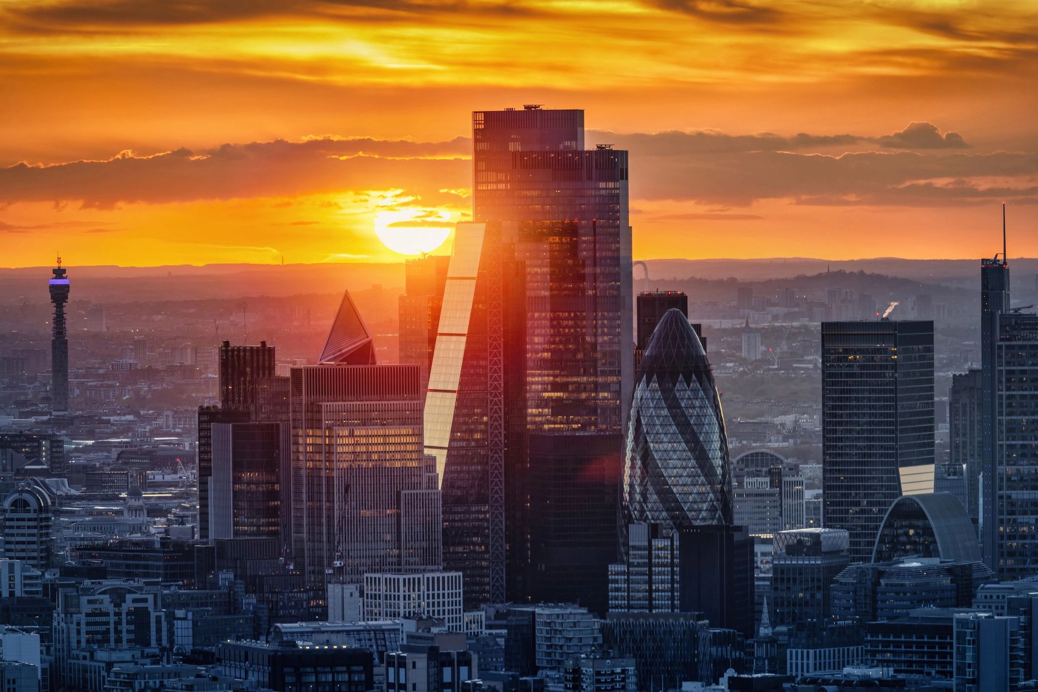London skyline at sunrise