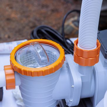 pool pump motor with orange and white colours