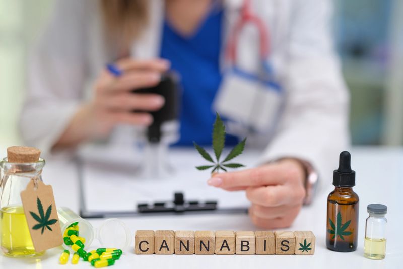 A trained medical professional carefully examines various cannabis products for their therapeutic use and benefits