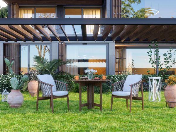 Outdoor image of chairs and table.