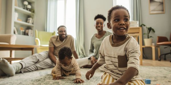 Happy family enjoying time together at home.