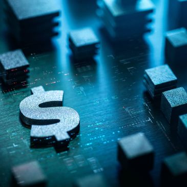 Símbolo de dólar en un entorno digital.