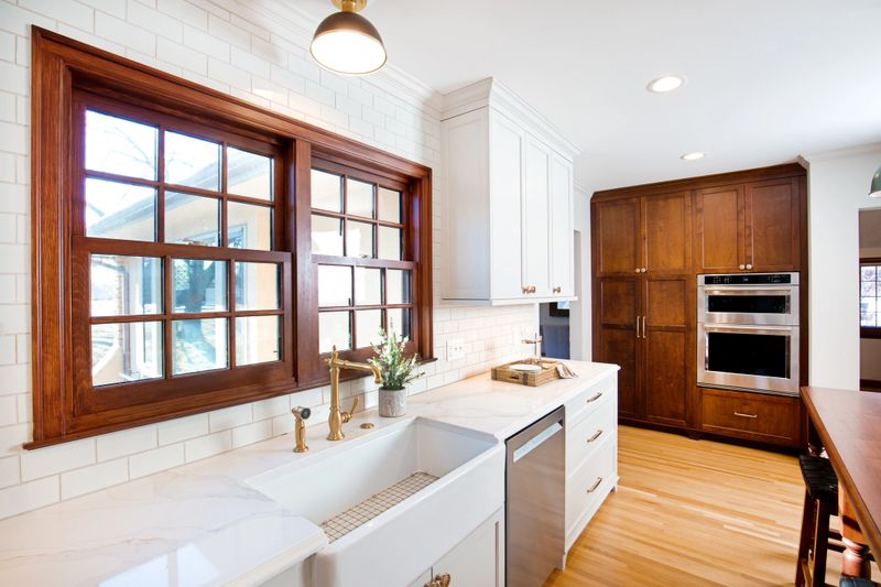 A contemporary classic renovation remodeling kitchen interior design  in a modern residential home.