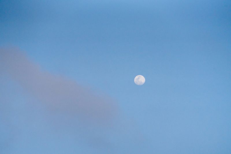 Full moon in daylight photographed from an airplane