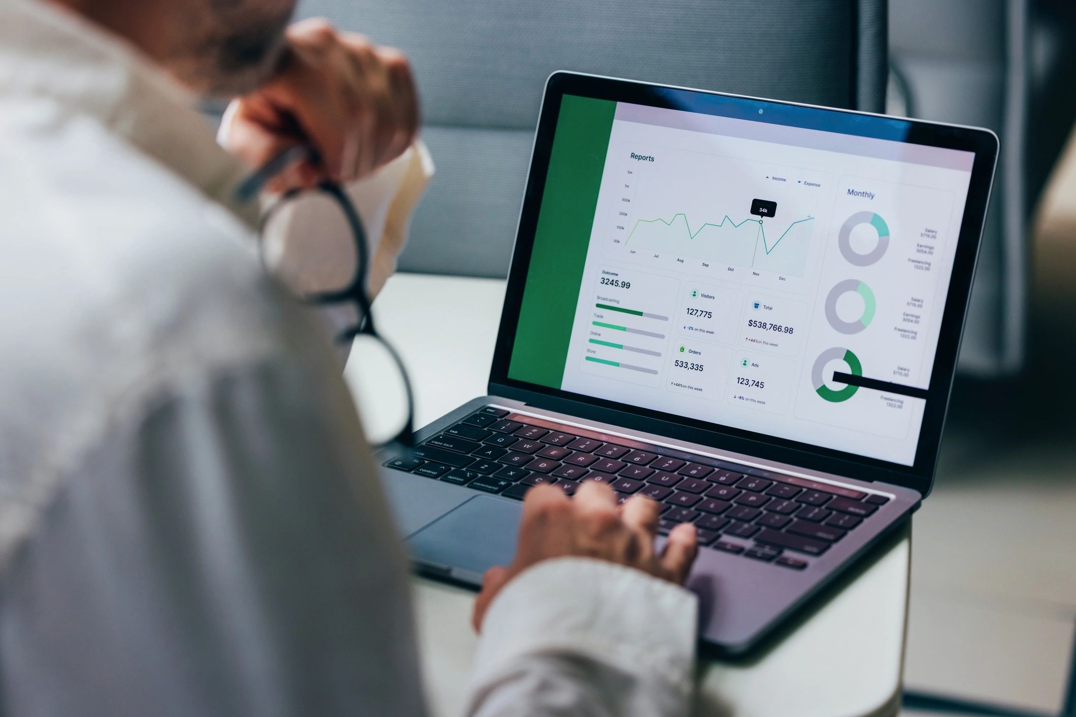 local medical clinic chiropractor reviewing his business metrics in the AI Dashboard Hub.
