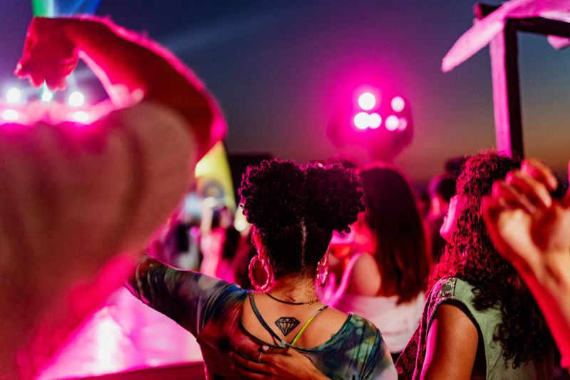 Young friends on party outdoors