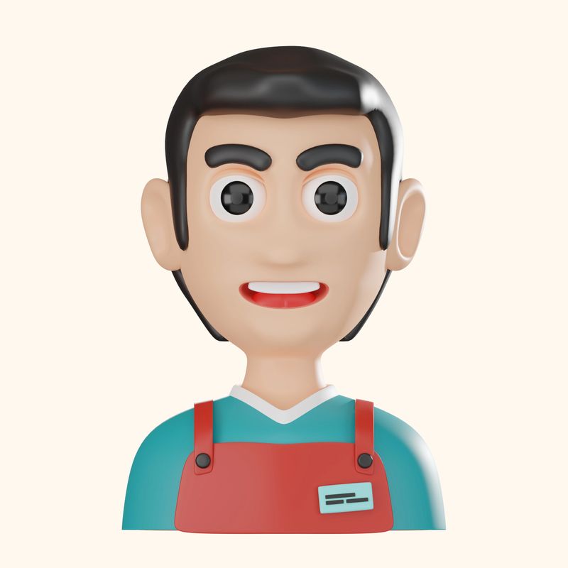 3D illustration of cashier avatar at checkout counter, highlighting customer service and sales concepts. Great for retail projects and business visuals.