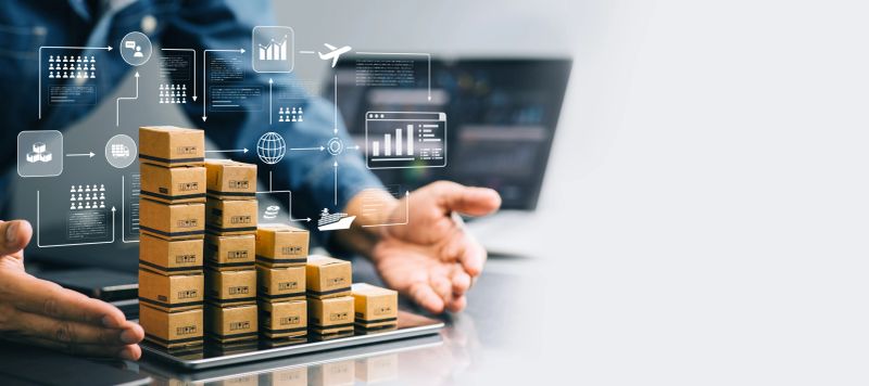 Trade industry and product development concepts with customer relationship management.System and enterprise resource planning.CRM system and data analysis.Digital marketing.