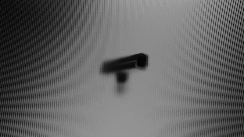 CCTV Noir Surveillance Security Camera Monitoring Reeded Glass 3d Illustration