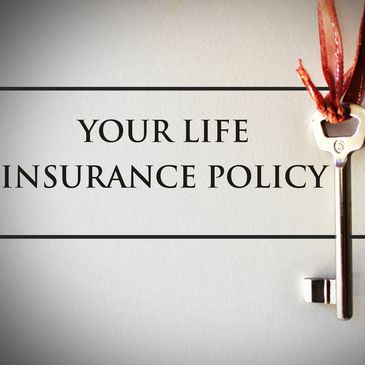 A key with a red ribbon next to the words "Your Life Insurance Policy".