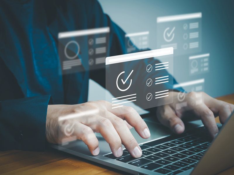 Digital check mark online document approval Professionally verify data accuracy or check digital order list. Meet modern work efficiency requirements.